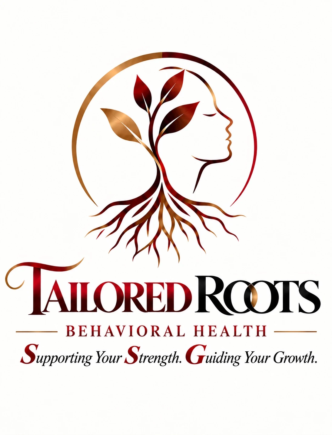 Tailored Roots Behavioral Health official logo with roots and botanical profile